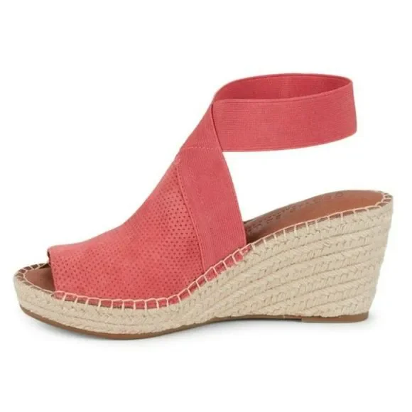 GENTLE SOULS by Kenneth Cole Women's Charli Wedge Sandals - Coral 9.5M - Picture 2 of 6